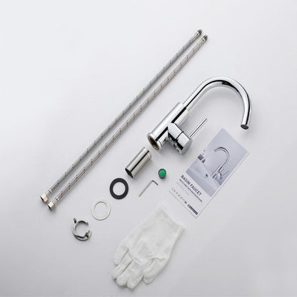 Wasserhahn Bad 360° drehbar, Hoch Messing chrom, Waschtischarmatur 60CM Schlauch