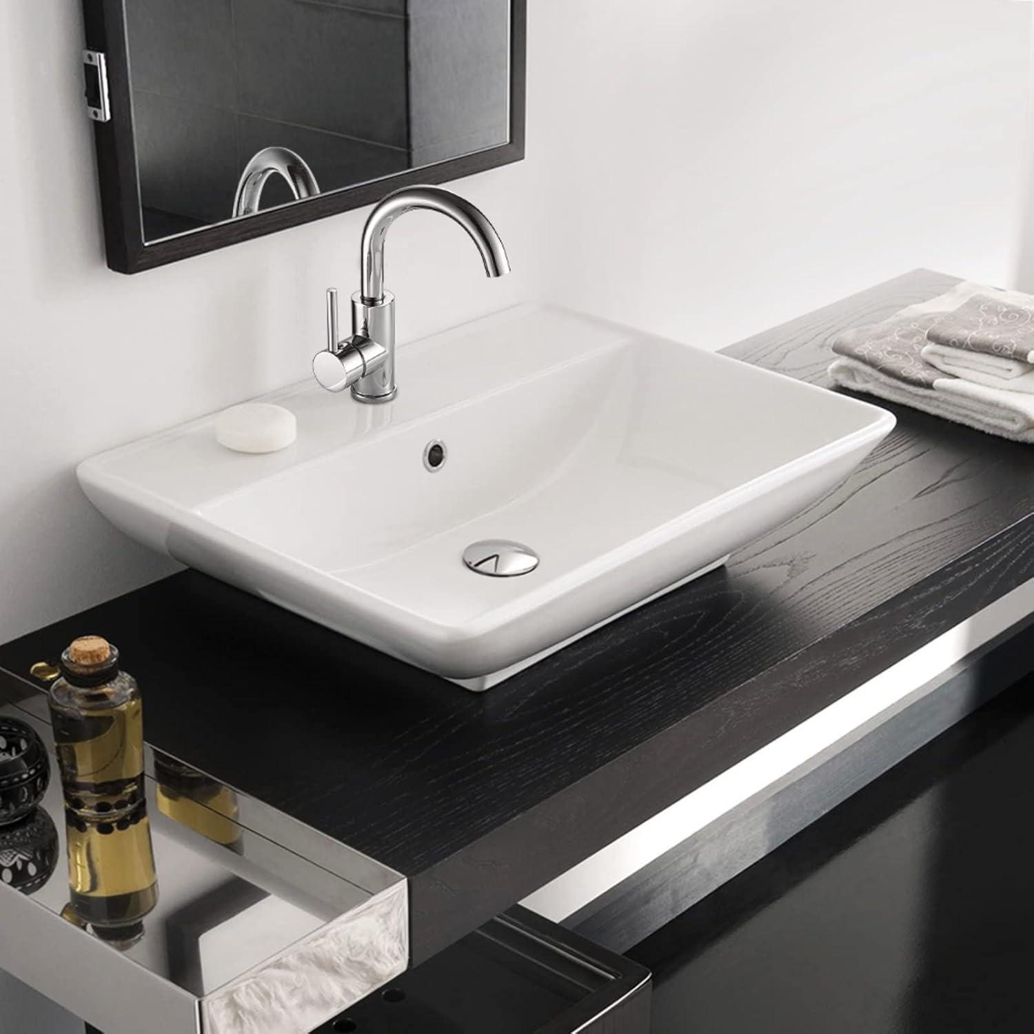 Wasserhahn Bad 360° drehbar, Hoch Messing chrom, Waschtischarmatur 60CM Schlauch