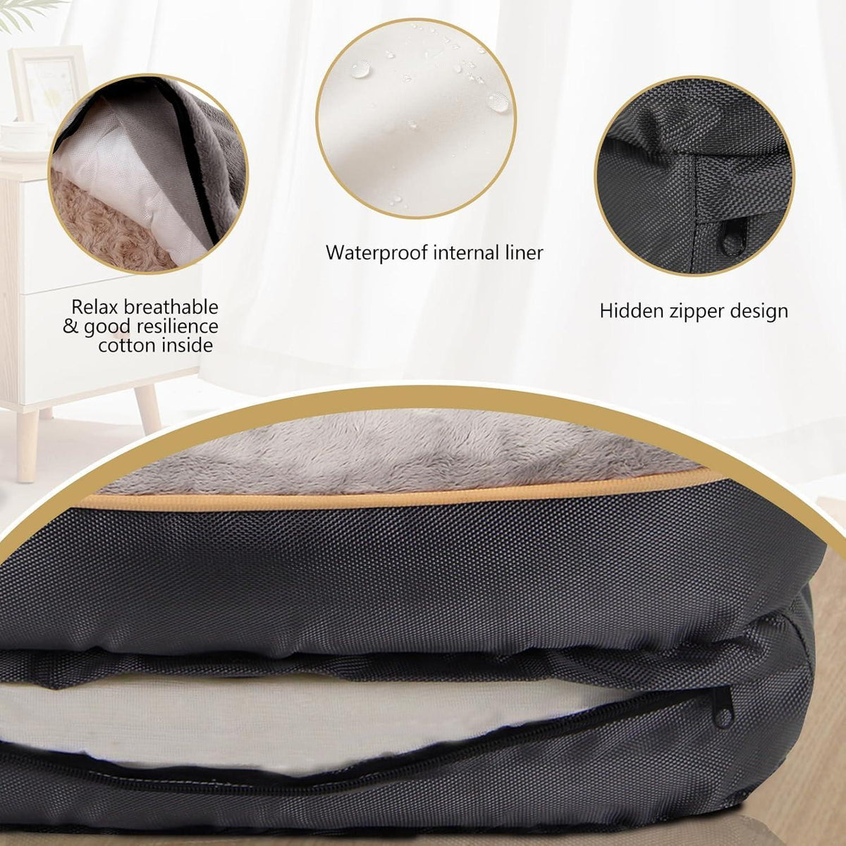Orthopädisches Hundebett mit Memory-Schaum, abnehmbarer Bezug, XL