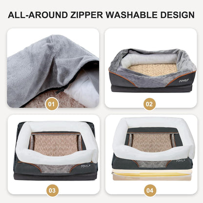 Orthopädisches Hundebett mit Memory-Schaum, abnehmbarer Bezug, XL