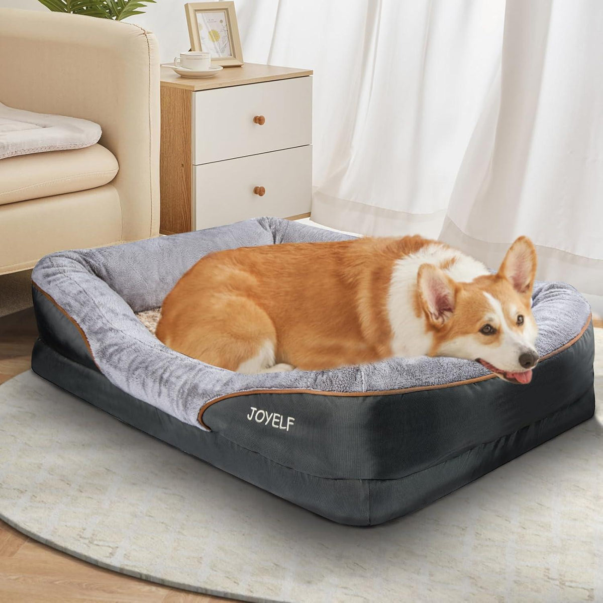 Orthopädisches Hundebett mit Memory-Schaum, abnehmbarer Bezug, XL
