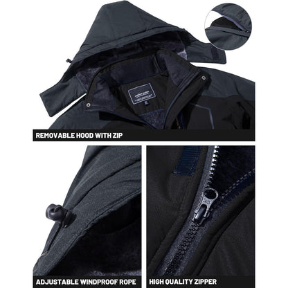 Herren Winterjacke wasserdicht & winddicht mit Fleece-Futter XL Dunkelgrau