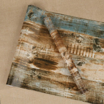 Selbstklebende Holztapete Braun Streifen rustikal 44.5x500cm