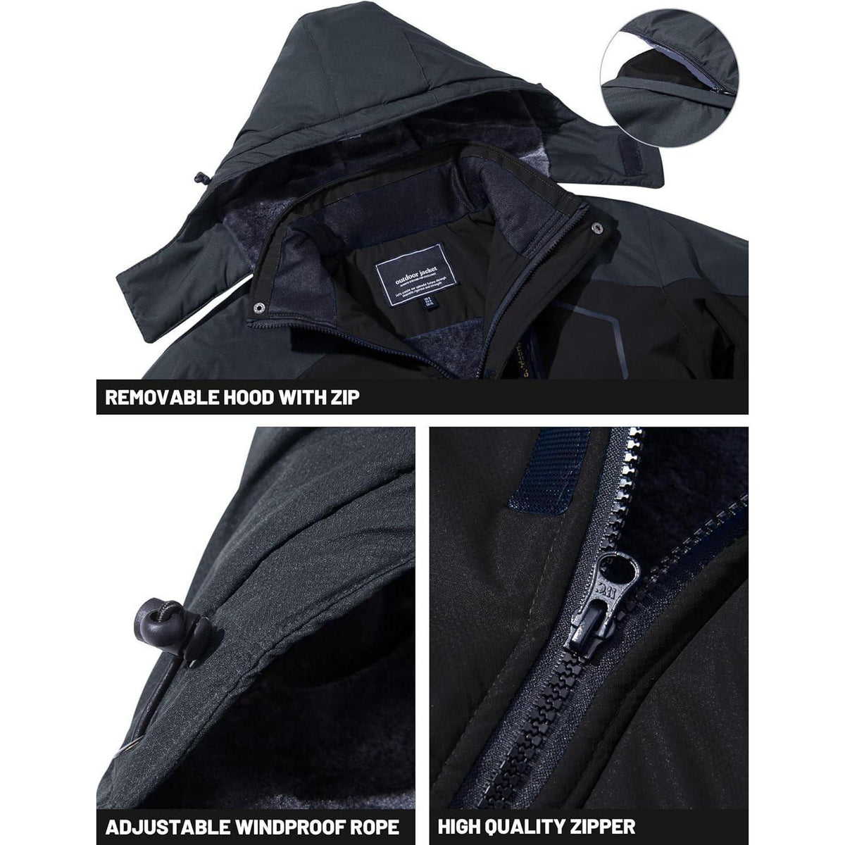 Herren Winterjacke wasserdicht & winddicht mit Fleece-Futter