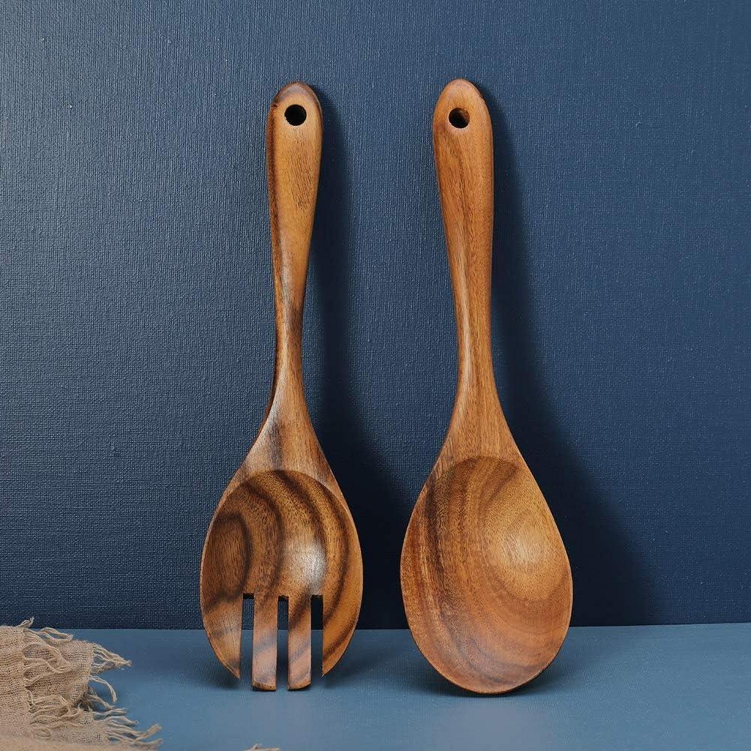 Salatbesteck Olivenholz 2-teilig Holzbesteck Küchenhelfer