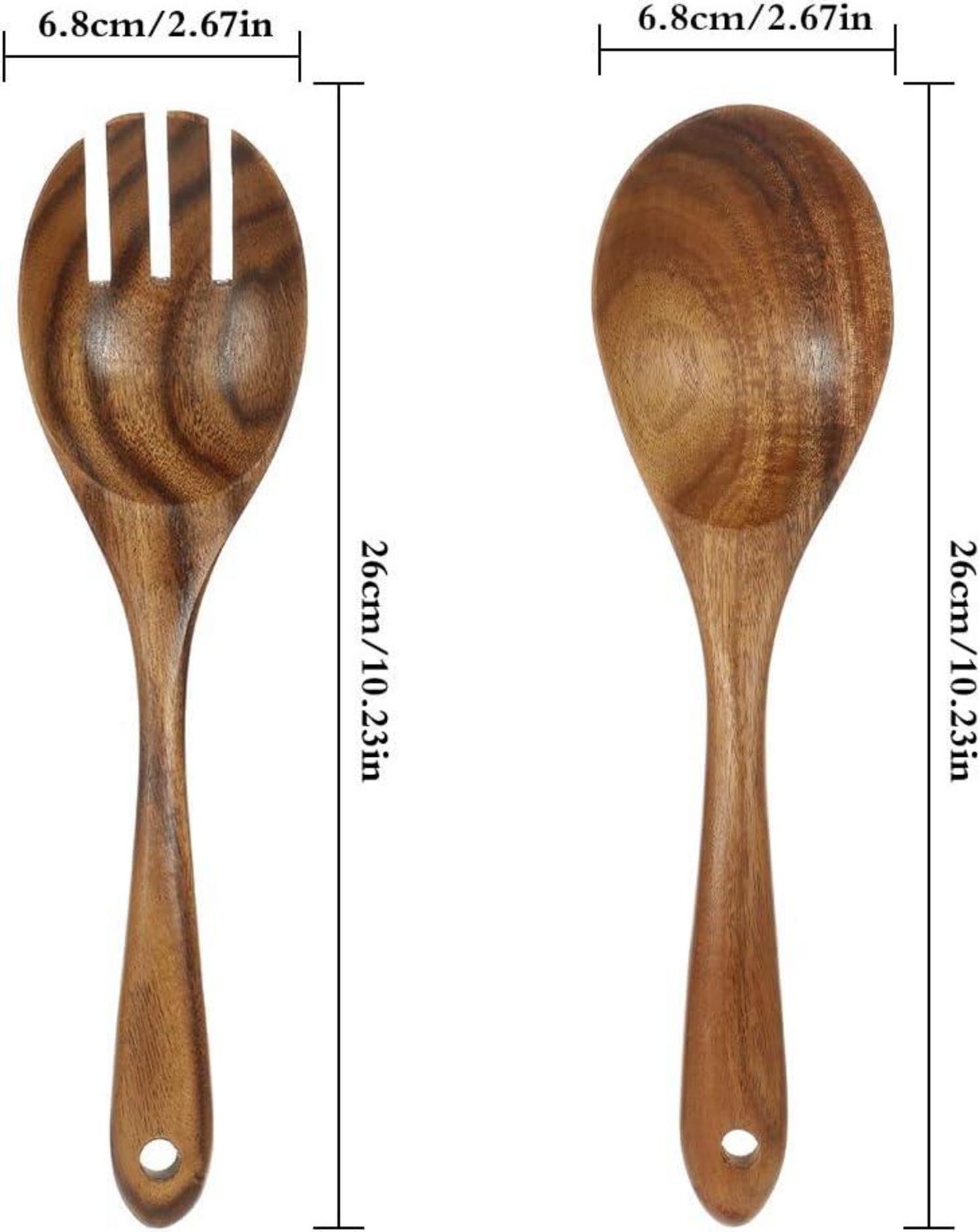 Salatbesteck Olivenholz 2-teilig Holzbesteck Salatgabel Löffel