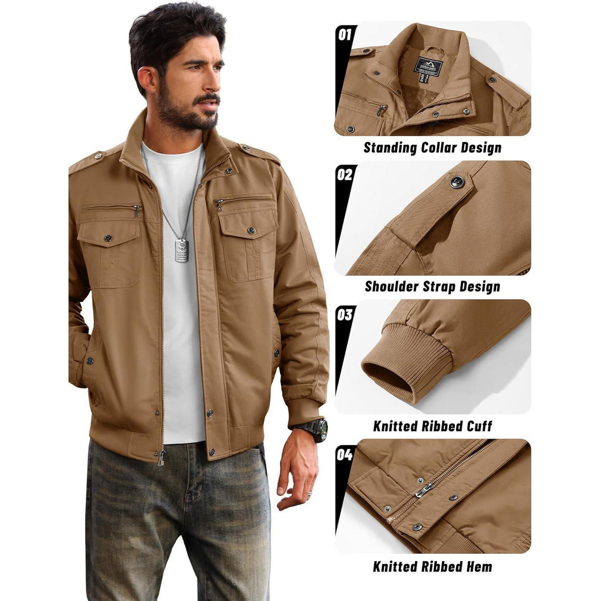 Herren Fleecejacke Winterjacke Warm & Funktional – Outdoor Parka XXL