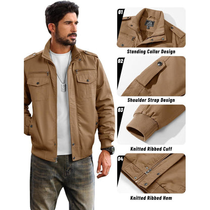 Herren Fleecejacke Winterjacke Warm & Funktional – Outdoor Parka Khaki