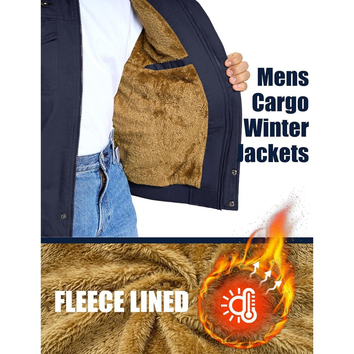 Herren Fleecejacke Winterjacke Warm & Funktional Dunkelblau XXL