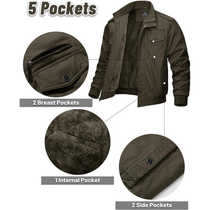 Herren Fleecejacke Winterjacke Warm & Funktional Armeegrün XL