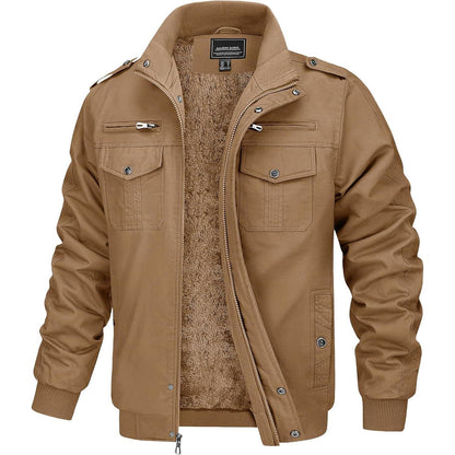 Herren Fleecejacke Winterjacke Warm & Funktional – Outdoor Parka Khaki
