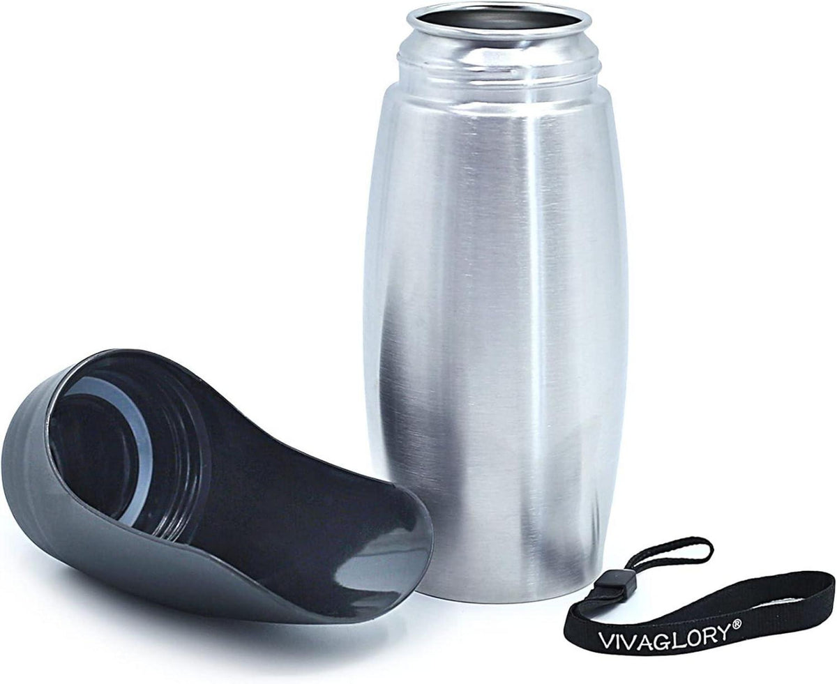 VIVAGLORY Hunde Wasserflasche 750ml Edelstahl Trinkflasche Unterwegs Großer Trog