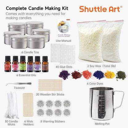 XXL Kerzen Selber Machen Set 1,36kg Sojawachs Kerzendosen