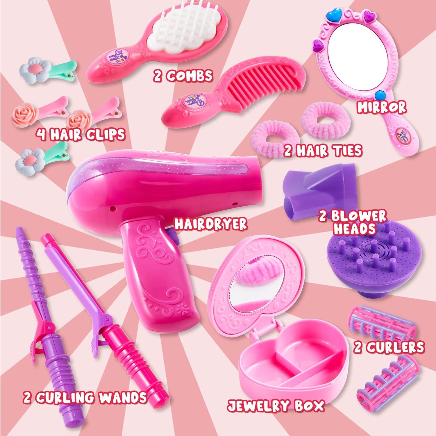 Prinzessin Beauty Salon Haarstyling Set mit Haartrockner & Spiegel