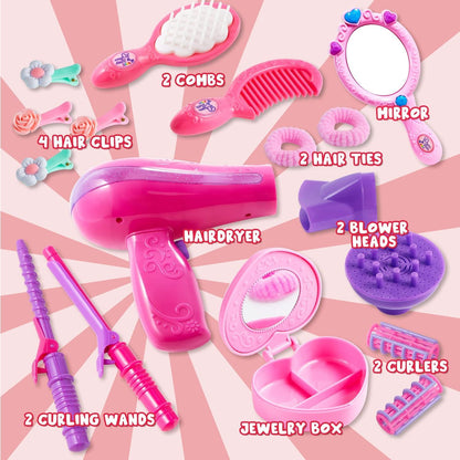 Prinzessin Beauty Salon Haarstyling Set mit Haartrockner & Spiegel