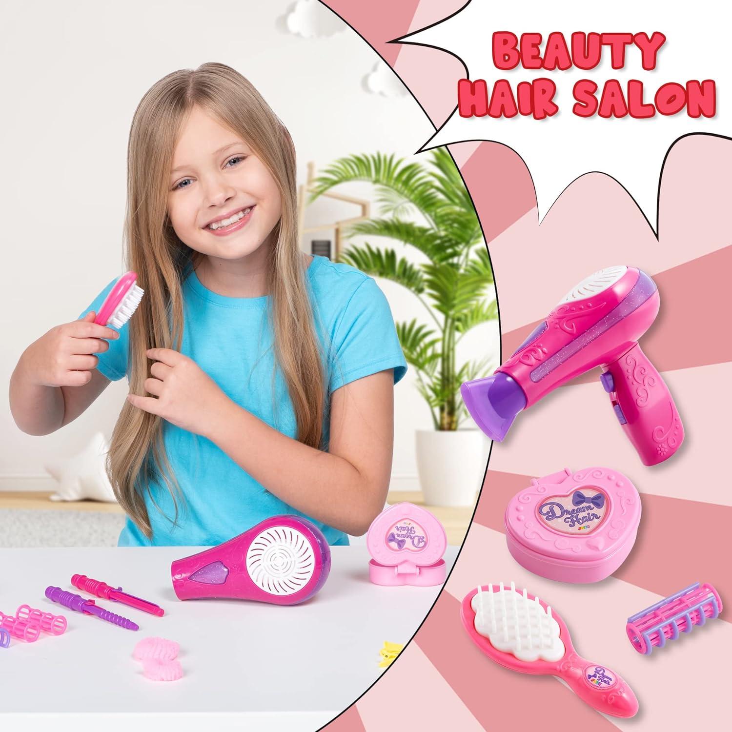 Kinder Puppen Frisier Salon Spielzeugset Haartrockner Spiegel Styling Kit