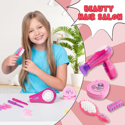 Kinder Puppen Frisier Salon Spielzeugset Haartrockner Spiegel Styling Kit