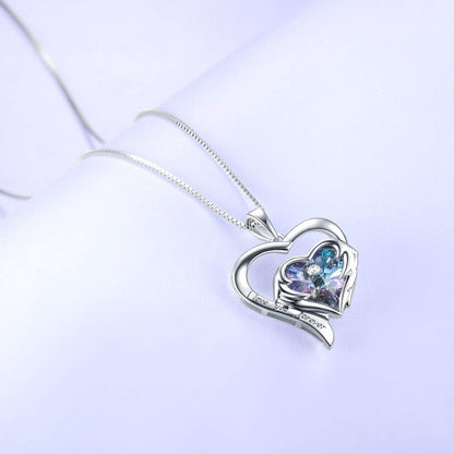 Sterling Silber Herz Halskette Swarovski Kristall lila 925