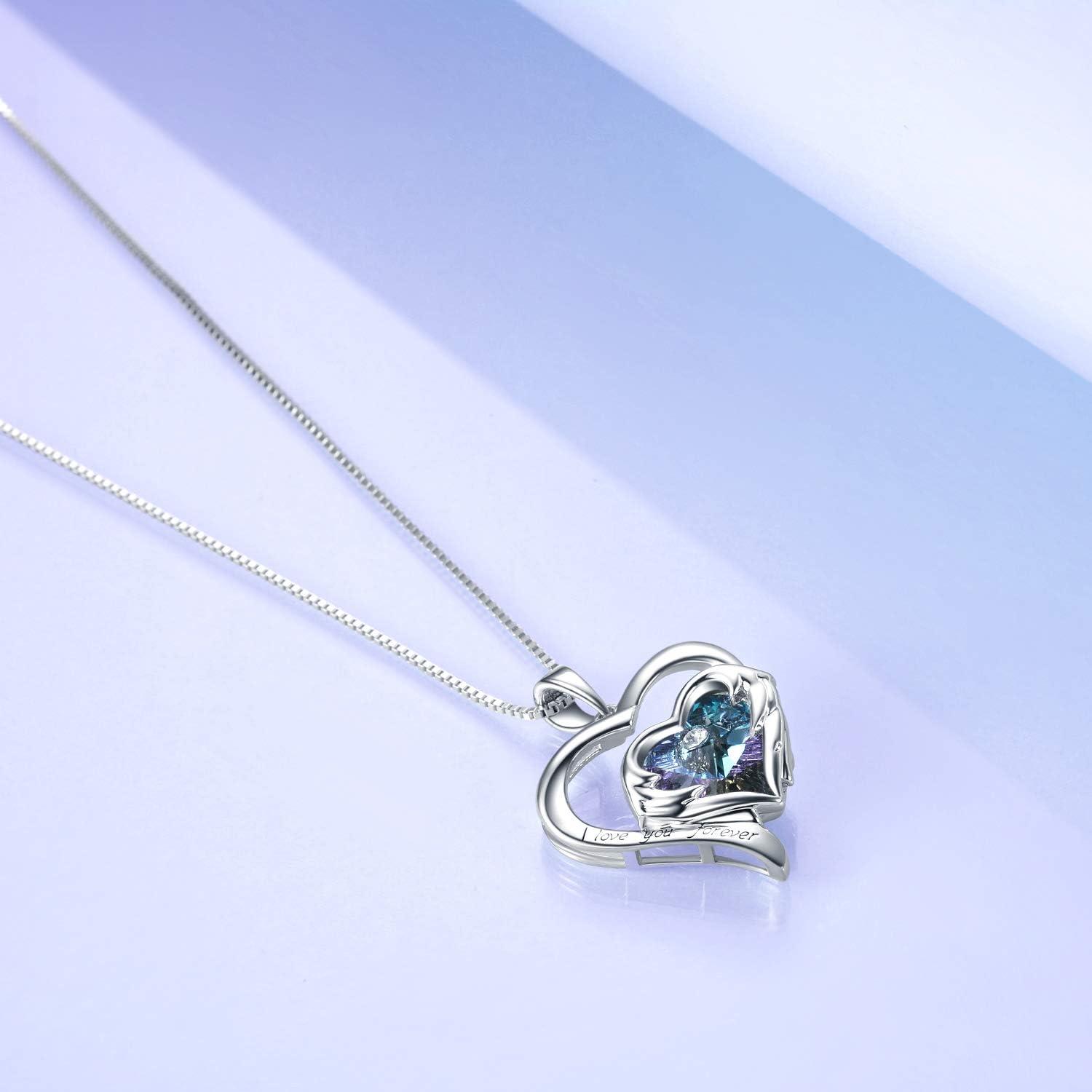 925 Sterling Silber Herz Anhänger Halskette mit Swarovski Kristallen - Geschenk für Damen