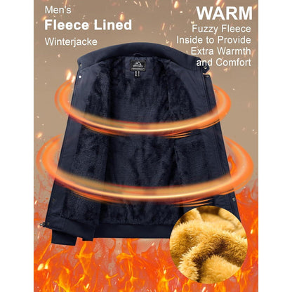 Herren Winterjacke warm gefüttert mit Taschen Dunkelblau S