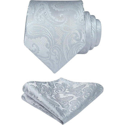 Herren Krawatten Set mit Einstecktuch Paisley Einfarbig