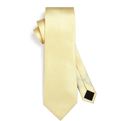 Krawatten-Set Herren: Kariert mit Einstecktuch Beige
