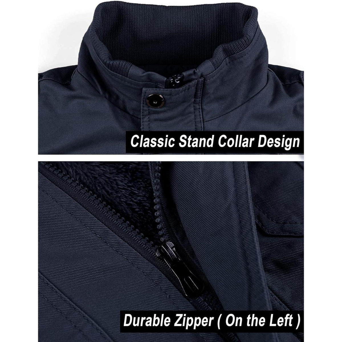 Herren Winterjacke warm gefüttert mit vielen Taschen dunkelblau