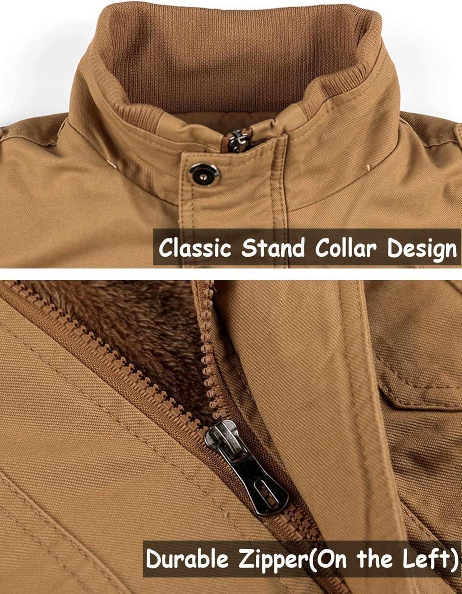 Herren Winterparka Fleece Army Jacke mit Mehrfachtaschen Größe M Grau