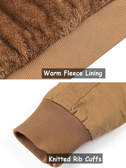 Herren Winterparka Army Jacke mit Fleece-Futter M Grau