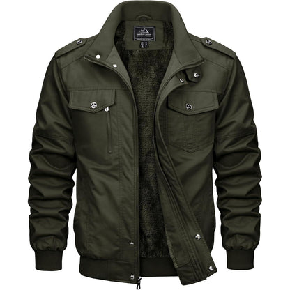 Herren Winterjacke warm gefüttert mit Taschen, Armeegrün