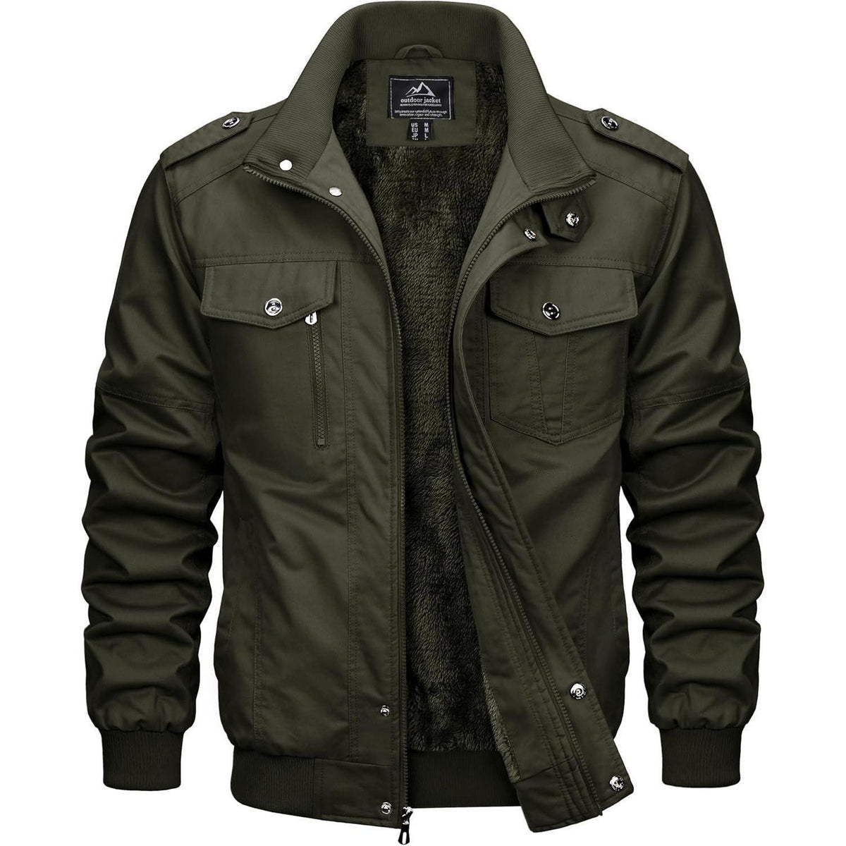 Herren Winterjacke warm gefüttert mit Taschen, Armeegrün