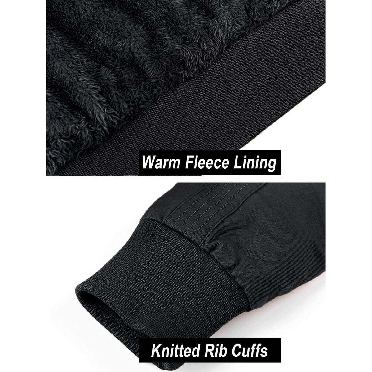 Herren Winterjacke Warm Gefüttert mit Taschen L Schwarz