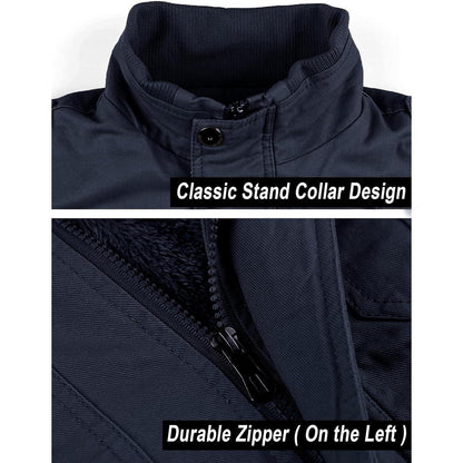 Herren Winterjacke warm gefüttert mit vielen Taschen Dunkelblau XL