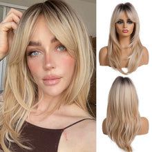Blonde Lange Geschichtete Synthetische Haarperücke für Frauen