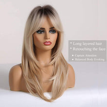 20 Zoll Lange Blonde Synthetische Haarperücke Geschichtet