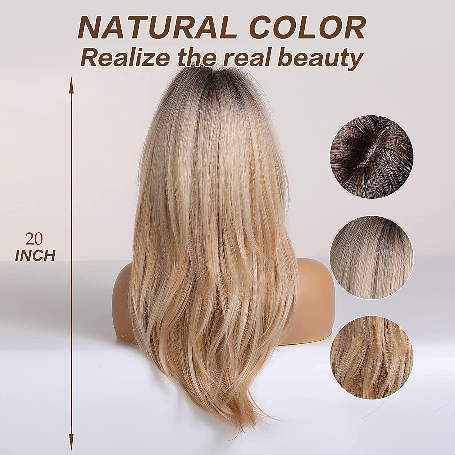 Blonde Lange Synthetische Haarperücke 20 Zoll für Frauen