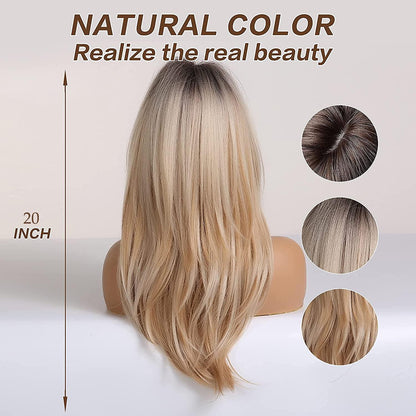 Blonde Lange Synthetische Haarperücke 20 Zoll für Frauen