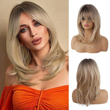 Synthetische Ombre Blonde Haarperücke Gerade 16 Zoll mit Dunklen