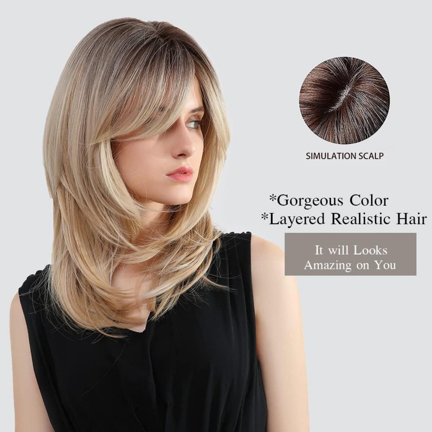 Blonde Ombre Synthetische Haarperücke 16 Zoll für Frauen