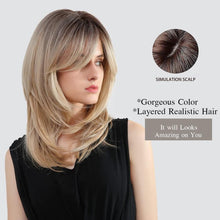 Blonde Ombre Synthetische Haarperücke 16 Zoll für Frauen