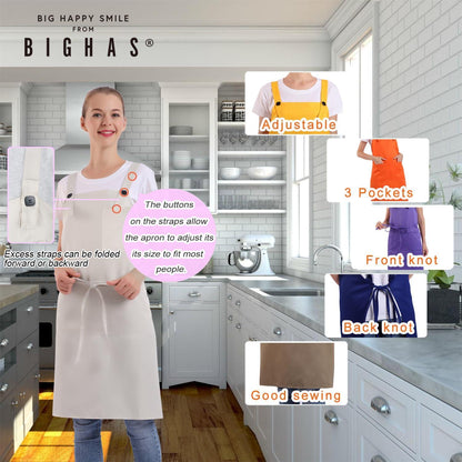 Verstellbare Schürze mit Tasche für Damen Herren, bequem, große Größe, 12 Farben