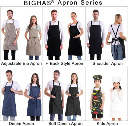 Verstellbare Schürze mit Tasche für Damen Herren, bequem, große Größe, 12 Farben