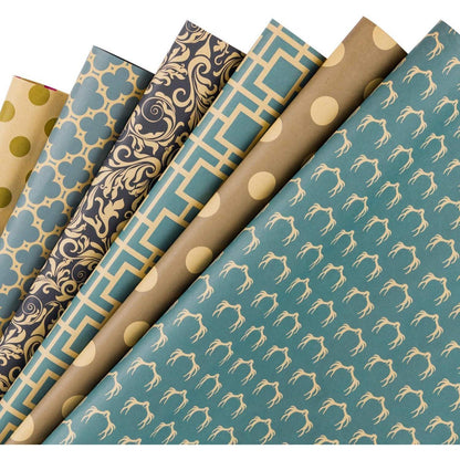 RUSPEPA Kraftpapier Rolle - 6 Blatt Navy Geometric Design