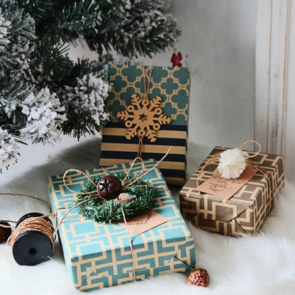 RUSPEPA Kraftpapier Rolle - 6 Blatt Navy Geometric Design