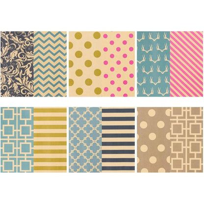 RUSPEPA Kraftpapier Rolle - 6 Blatt Navy Geometric Design