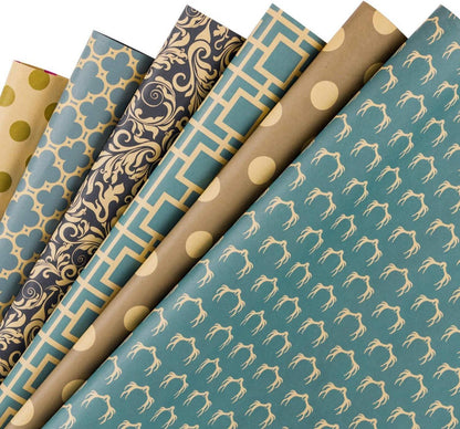 Wickelblatt Kraftpapier Navy Design 6 Blatt 44,5x76cm Marine