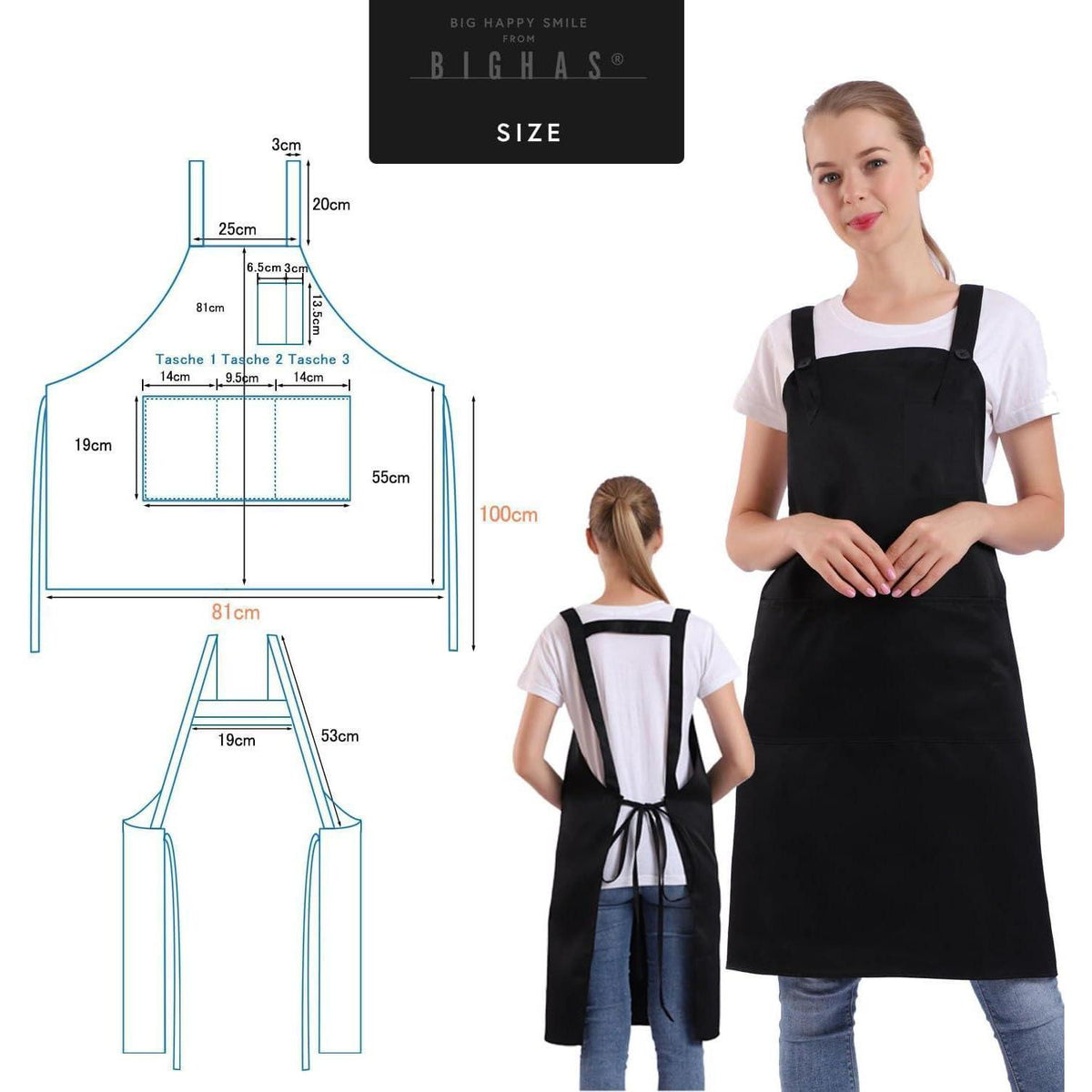Schürze mit Tasche – Verstellbar & Bequem für Küche & Kochen
