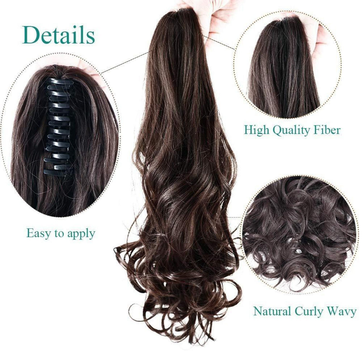 Gewellte Zopfverlängerung Clip-in Mittelbraun 45cm