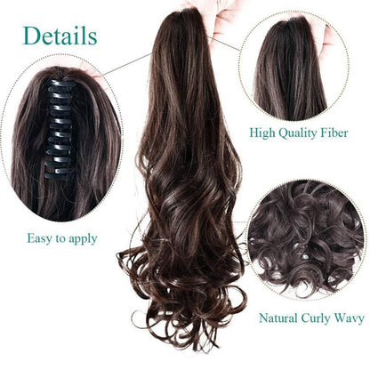 Gewellte Zopfverlängerung Clip-in Mittelbraun 45cm