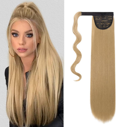 Clip in Pferdeschwanz Extension Aschblond 55 cm